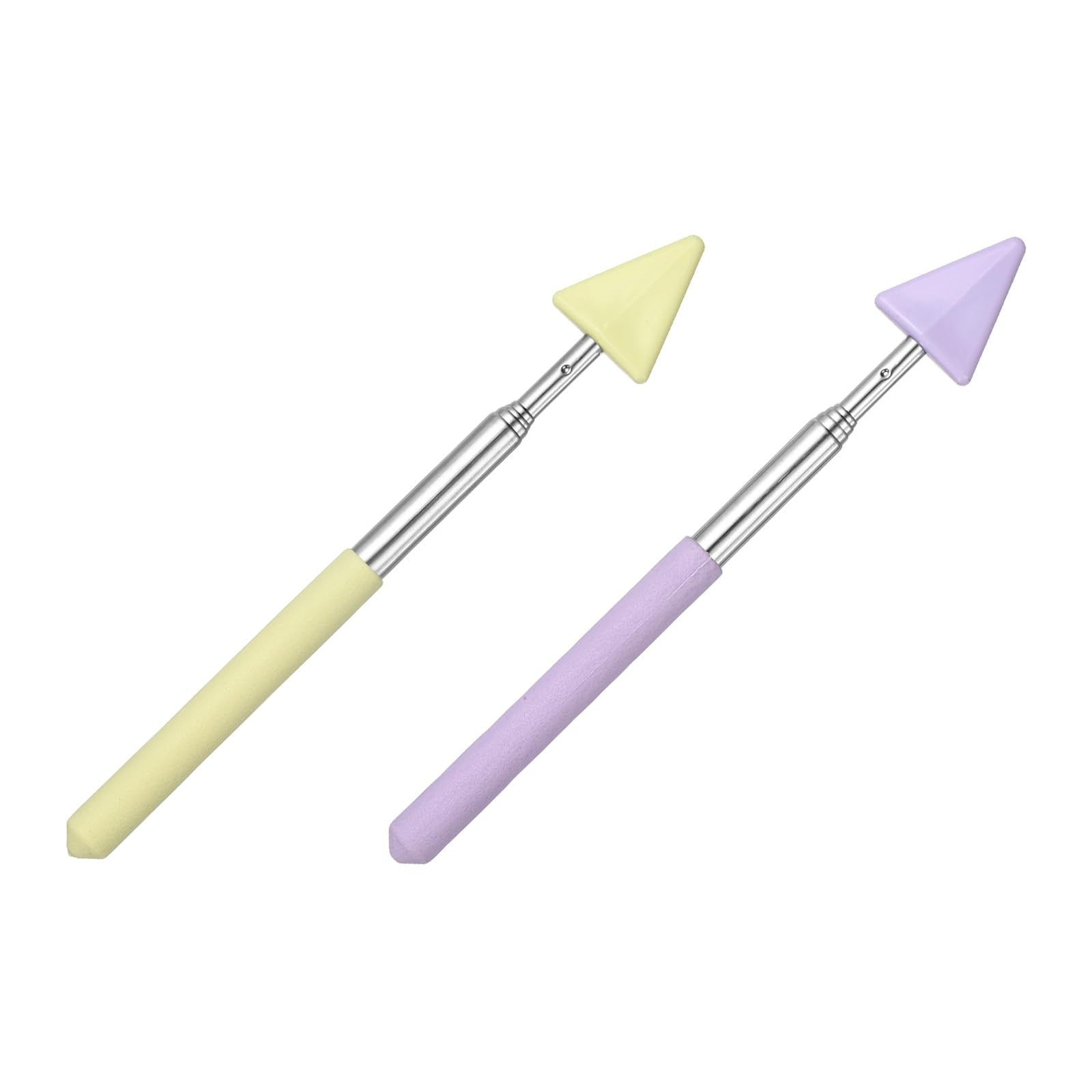PATIKIL 2 PCS Pointer Finger Stick, Teacher Finger Pointer Stick Retractable Whiteboard Hand Presenters Extendable Telescopic for Classroom Teachers Reading Study Arrow, Yellow, Purple