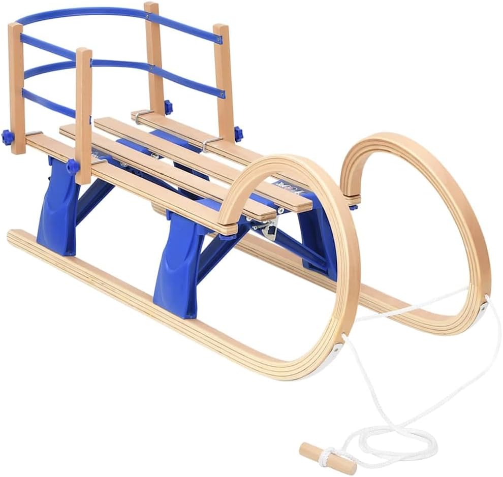 vidaXL 43.3" Plywood Foldable Sledge with Backrest in Beige