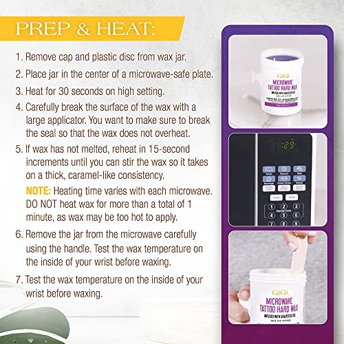 Image of Gigi Microwave Tattoo Hard Wax Kit - Hair Removal Wax for Sensitive Skin & Tattoos, Includes After Wax Oil & Applicators, 1 Pack
