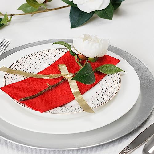 Red Colored Disposable Dinner Napkins – Linen-Feel, Elegant & Cloth-Like – Absorbent & Durable – Great For Weddings, Parties And Showers! – Perfect Size: 16”X16” – Box Of 50 By Simulinen #TOP1