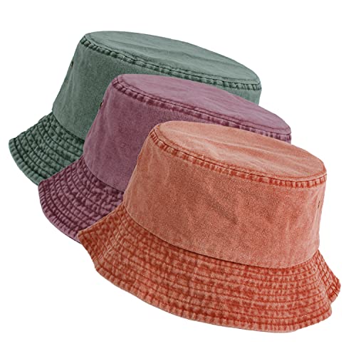 kozinu Washed Cotton Bucket Hats Packable Summer Outdoor Cap Travel Beach Sun Hat Plain Colors for...