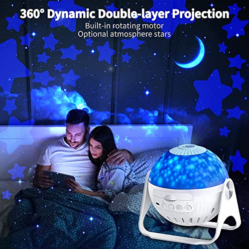 Image of Planetarium Projector, 6 in 1 Galaxy Projector Night Light with Nebula Moon Planets Aurora, 360 Rotating Focusable Star Projector Lamp for Baby Kids Bedroom Ceiling /Game Room /Party /Bar