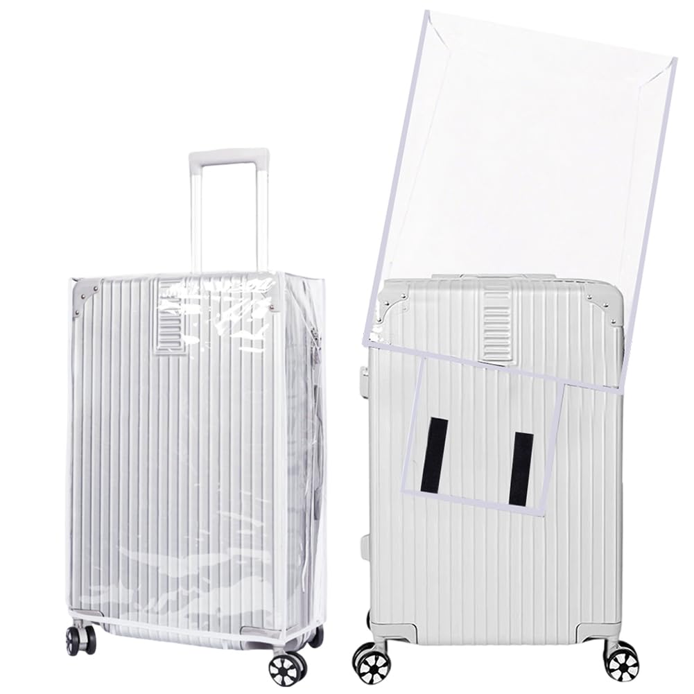 Housse de Protection Transparente en PVC pour Valise de .16 x 9.33 x 17.72cm (5) cm Imperméable Transparente Argentée Épaisse Accessoire pour Valise à roulettes