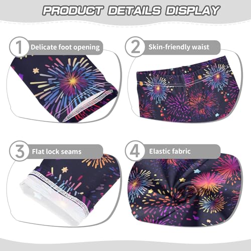 KLL Colorful Fireworks Illustration Toddler Girls Cotton Pants Casual Full Length Lounge Pants Gym3
