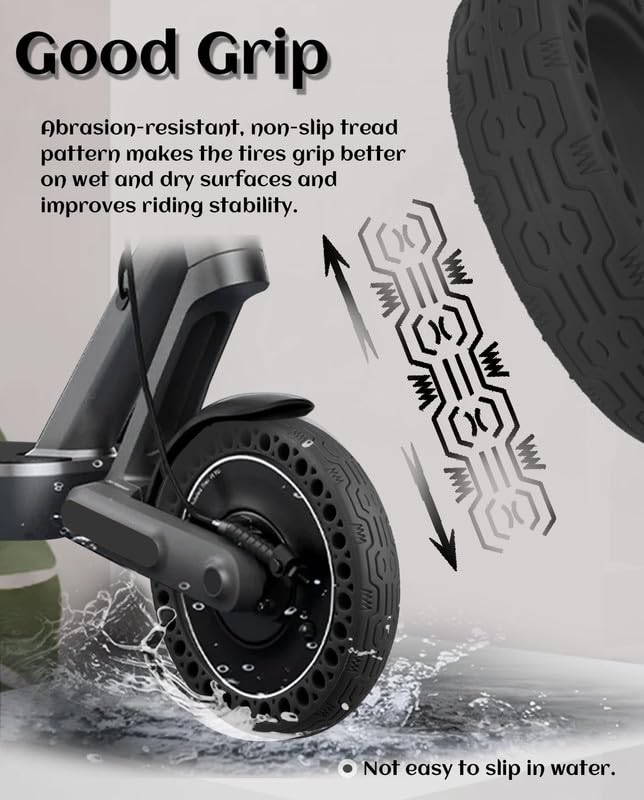 GLDYTIMES 50/75-6.1 Tire for Gotrax?8.5 Inch Solid Rubber Tires Replacement for Gotrax GXL V2 Apex XL Pro MAX XR Ultra Elite Hover 1 Jive Journey Electric Scooter, 8 1/2 '' Tubeless Front Rear Wheels