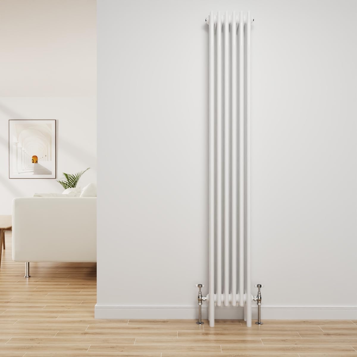 Nrg Gloss White Traditional Radiator Cast Iron 4 Column Vertical Central Heating Bathroom Radiators 1800X290mm