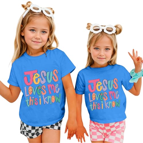 Image of BINTEHGS Jesus Shirts for Kids Christian Graphic Tees for Girls Religious God Tshirts Inspirational Bible Verse Cute T-Shirts