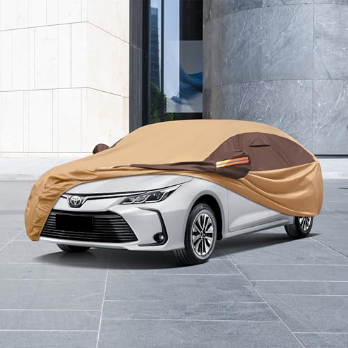 Image of 10 Layer Full Car Cover Waterproof All Weather Outdoor Car Covers Rain Snow UV Dust Protection Universal Fit Senad Toyota Camry, Tesla Model 3, Honda Accord, Nissan Altima, Kia K5 etc.Size A4