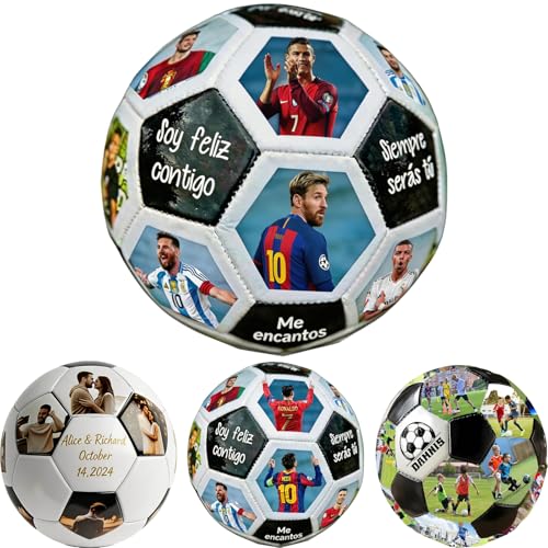 Genérico Balón de Fútbol Personalizado con Nombre, Texto o Foto | Pelota de Futbol Futbolística | Regalo para Papá, Mamá, Entrenador, Novio, Hijo, Hija y Fanáticos del Fútbol | Cumpleaños Graduación