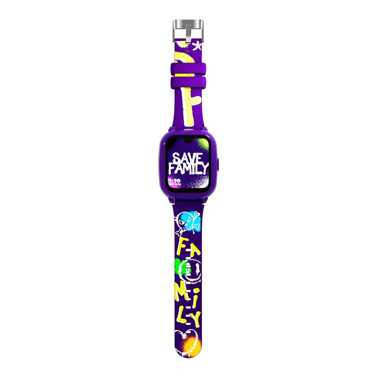 SaveFamily Iconic 2 Plus 4G. Smartwatch voor kinderen. Videogesprek, Video, Beller-ID, Muziek, Bluetooth, App Store, Whatsapp. GPS-kinderhorloge, Camera, SOS, waterdicht (Iconic 2 Plus, Graffiti)
