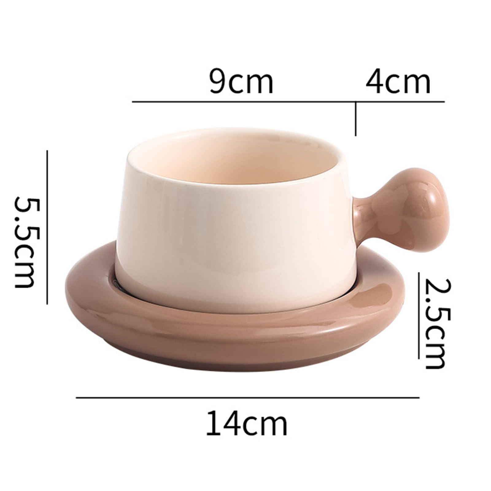soulnioi Ceramic Coffee Mug 260ml Cute Cup with Coaster,Tea Latte Cup with Handle for Office and Home Gifts for Women Girls (Coffee) - Image 2