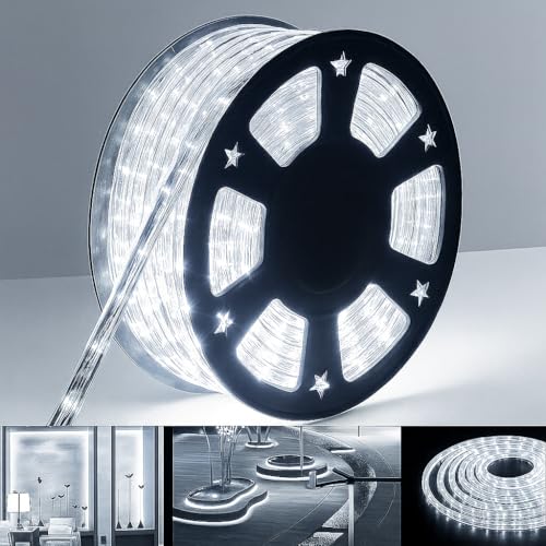 Image of Gesto 50 Meter Rope LED Strip Lights | 120 LED /Mtr Waterproof Outdoor Lights for Balcony, Home Decor, Cove Light for False Ceiling | Flexible, Cuttable Strip Light for Diwali Decoration - White 6500K