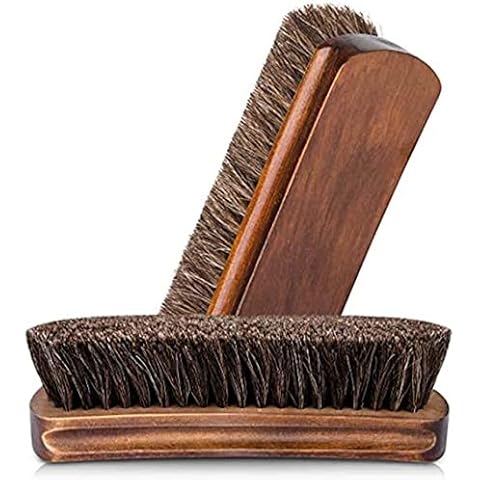 LIQI 2 Pcs Shoe Shine Brush, Soft Horsehair & Wood Shoe Polish Shoe Cleaning - for Shoes, Boots & Other Leather Care Shoe Brush Cover
