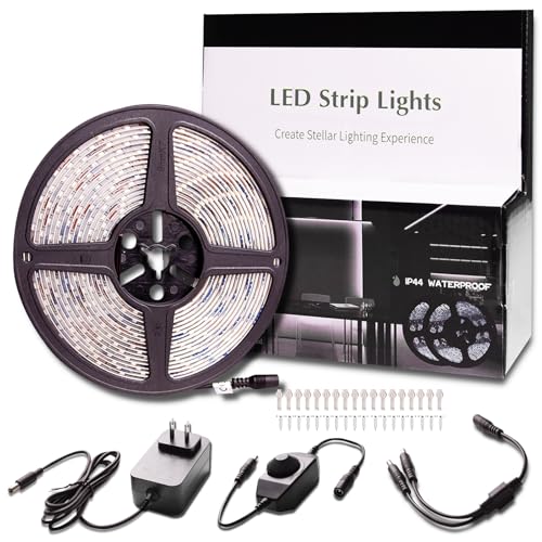 SenwenDeng 20ft Waterproof LED Strip Lights, 6000K Daylight White IP44 Tape Light, 6M 12V Rope Light Strong 3M Adhesive, for Home,Kitchen, Patio, Balcony, Party, Wedding, Indoor and Outdoor Decor