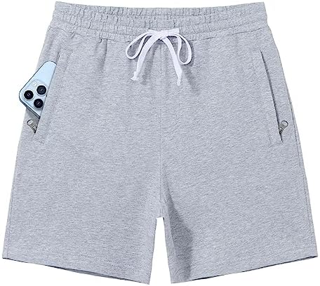 Pioneer Camp Sweat Shorts for Men 5 Inch Inseam Shorts Athletic Gym Workout Casual Cotton Shorts for Running Pajama Lounge Summer Shorts(Grey, L)