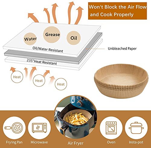 100Pcs Air Fryer Disposable Paper Liners, Non-Stick Parchment Round Paper Liners Oil&Water-Proof Food Grade Baking Paper For Roasting Microwave #TOP1