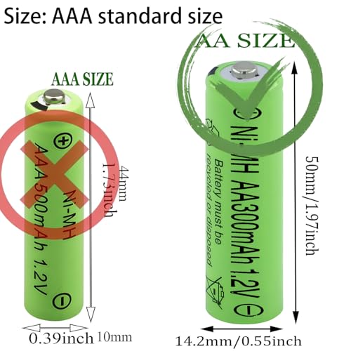 Yibatopow 8 Packs Solar Lights aa Batteries AA 300 mah 1.2V Ni-MH Rechargeable,Double A Solar Battery for Outdoor Solar Lights, String Lights, Pathway Lights - Thumbnail 2
