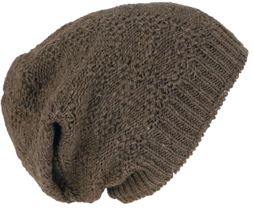 Handgestrickte Wollmütze aus Schurwolle, warm, braun – Bild 3