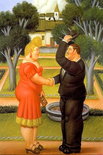 Toile Fernando Botero Bonjour 60x90 cm decoration murale coloree pour un salon moderne