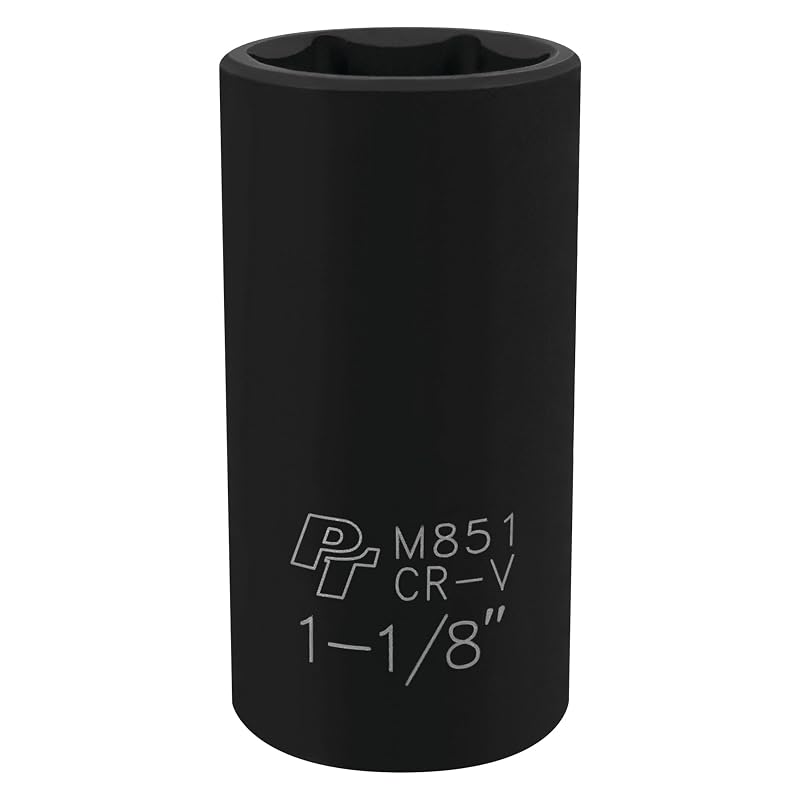 Soquete de impacto profundo 6 pontas Performance Tool M851, encaixe de 12,7 mm (1/2 pol.), medida de 28,6 mm (1-1/8 pol.)