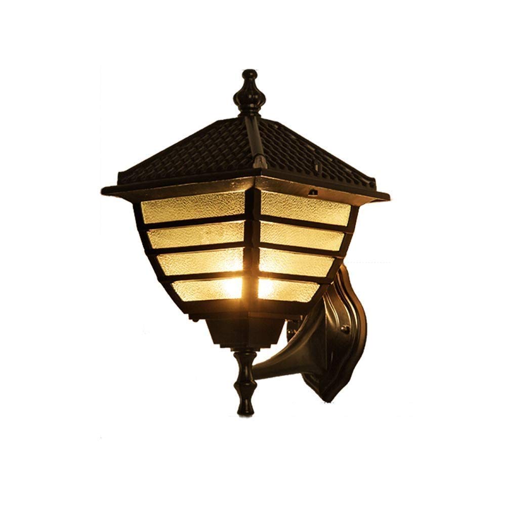 VDOQTLJT Rainproof Antique Garden Wall Light Fixture Square Waterproof Aluminum Lamp Outdoor Vintage Balcony Street Hallway Lantern Aisle Lawn Exterior Lighting E27(L)