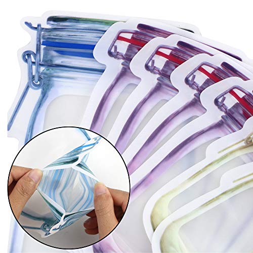 Fireboomoon 30 Pcs Multi-Size Mason Jar Bottle Pattern Zipper Bags,Reusable Airtight Seal Leak-Proof Portable Food Snack Save Storage Pouch Bag For Travel Picnic Camping And Kids #TOP2
