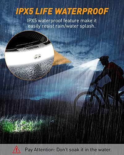 Head Torch Rechargeable, AUINSKY Super Bright LED Headlight with 6 Lighting Modes, 90° Adjustable IPX5 Waterproof Head Lamp, Lightweight Head Flashlight for Running Camping, Cycling, Hiking