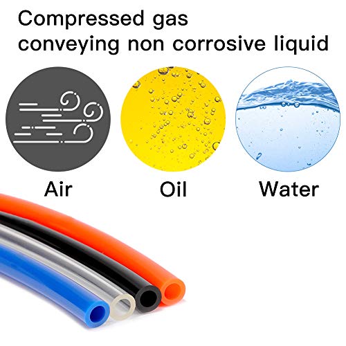 Quickun Pneumatic Tubing 3/8" Tube OD PU Polyurethane Tube Air Hose Line for Air Compressor Fitting or Fluid Transfer (Black 32.8ft)