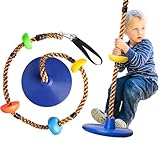 Cuerda de Escalada para Columpio, Columpio al Aire Libre con Venda de Seguridad de Gancho y peldaños, Columpio de Placa para niños, Columpio de Escalada de árboles para jardín al Aire Libre