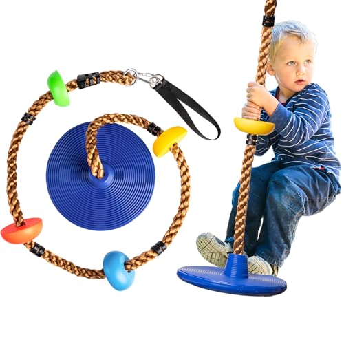 CIMOYBAI Schaukel Kletterseil, Schaukel Outdoor Mit Sicherungshaken Verband Und Trittflächen, Kinder Tellerschaukel, Baumklettern Schaukel Für Garten Outdoor Drinnen
