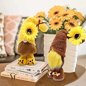 Upltowtme Sunflower Gnomes Decor Gnomes Plush Garden Swedish Nisse Scandinavian Tomte Tiered Tray Decor Spring Sunflower Elf Kitchen Decor Farmhouse Home Ornaments Sunflower Gift Set of 2
