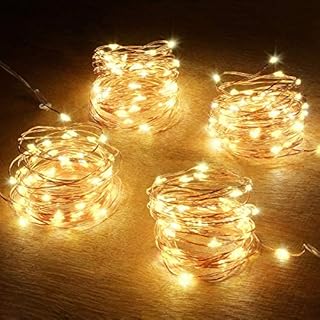 Abkshine 4 Packs 50 Led Small Christmas Tree Lights, Battery Powered Fairy Lights, Battery Indoor String Lights for Xmas Birthday Party Wedding Table Centerpiece Bedroom Decorations,Warm White