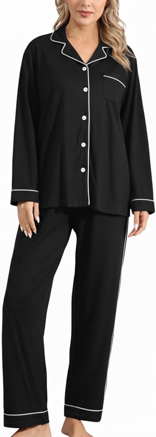 DIKFA Matching Couple Christmas Pajamas Set Long Sleeve Festival Party Sleepwear Xmas Pj Sets Button-Down Loungewear - Image 2