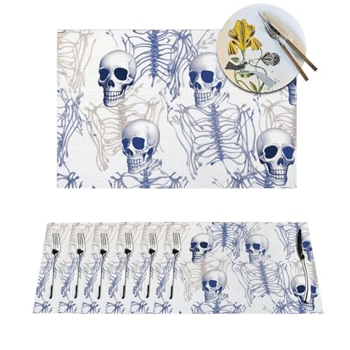 Set de table lavable bleu au motif squelette pour décorer et protéger votre table de repas - 2