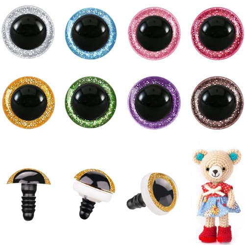 MUCUNNIA glitter 15 mm safety eyes in multiple colors