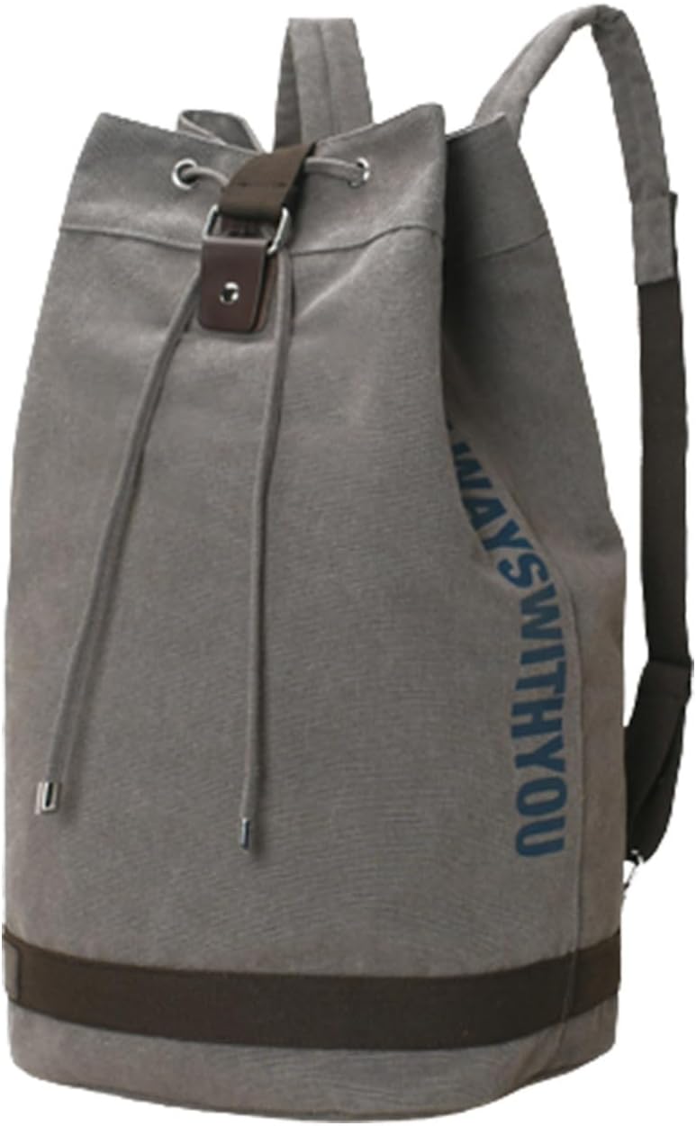 QQLADY Large Capacity Drawstring Backpack，Outdoor Sports Drawstring Bucket Bag (grey,L)