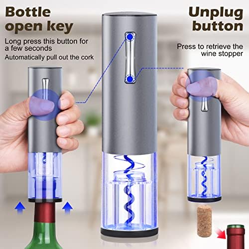 Anpro Electric Bottle Opener Set, Electric Bottle Opener with Charging Base, Aluminum Foil Knife, Vacuum Pump, Vacuum Wine Stopper and Wine Pourer