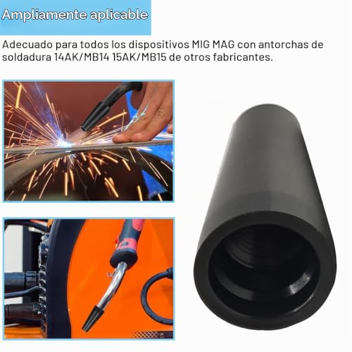 Miniatura 7 de Eatbale 14ak 15ak Kit De Puntas De Boquilla Sin Gas Con Núcleo Fundente, Punta De Contacto De Soldadura Mig 0,9 Mm 0,035 M6, Para Accesorios De Soldador Mig Mag 15ak 14ak Mb15 Mb14 14 Piezas
