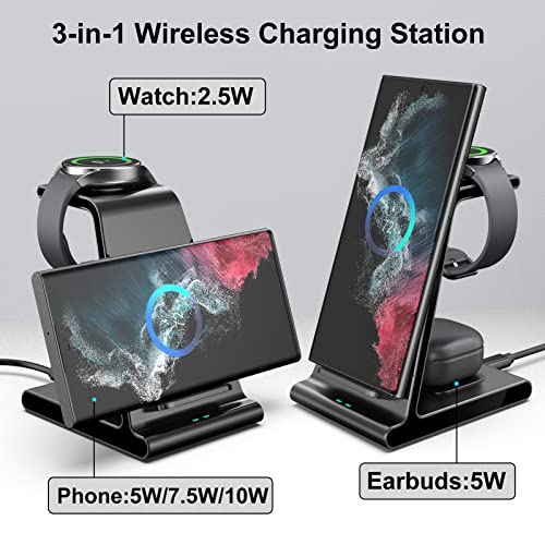 Wireless Charger For Samsung, Charging Station 3 In 1 Compatible With Samsung Galaxy S23 Ultra/S23+/S23/S22 Ultra/S22+/S22/Note 20/Z Fold 4/Z Flip 4, For Galaxy Watch 5 Pro/5/4, Galaxy Buds 2 Pro/Pro #TOP2