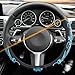 Blue Embroidery Butterfly Car Steering Wheel Cover,14.5-15 Inch Universal Leather Covers Breathable Anti-Slip Odorless Steering Wheels Accessories for Men Women
