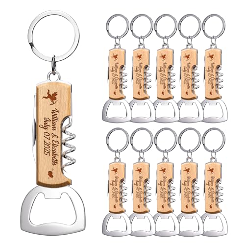 Imagen de 10 Piezas Abrebotellas Multifuncionales de Madera Personalizados