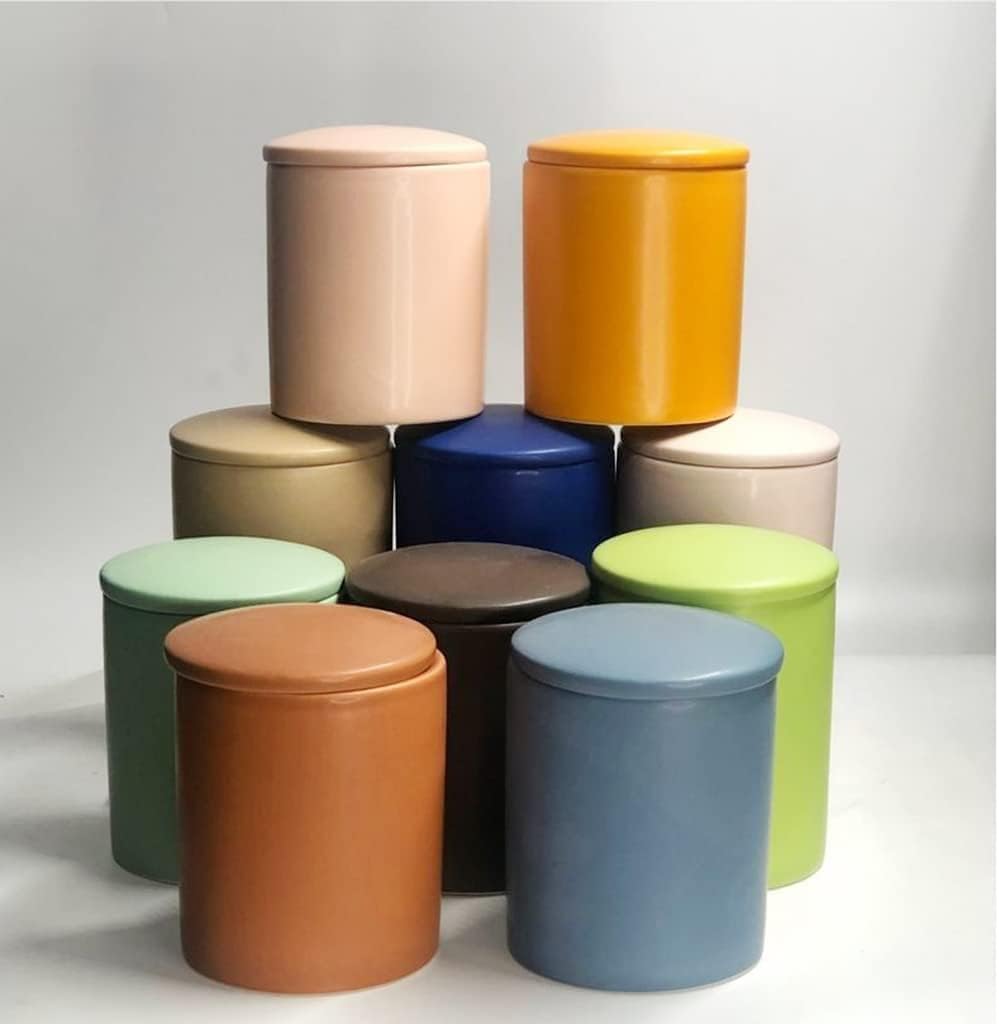 Ceramic Jar Sugar Bowl Colorful Candy Dish Storage Jar Canister with Lid
