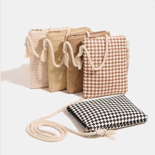 Straw Crossbody Cell Phone Bag Fashion Woven Straw Purse Lightweight Shoulder Beach Cellphone Purse Wallet2