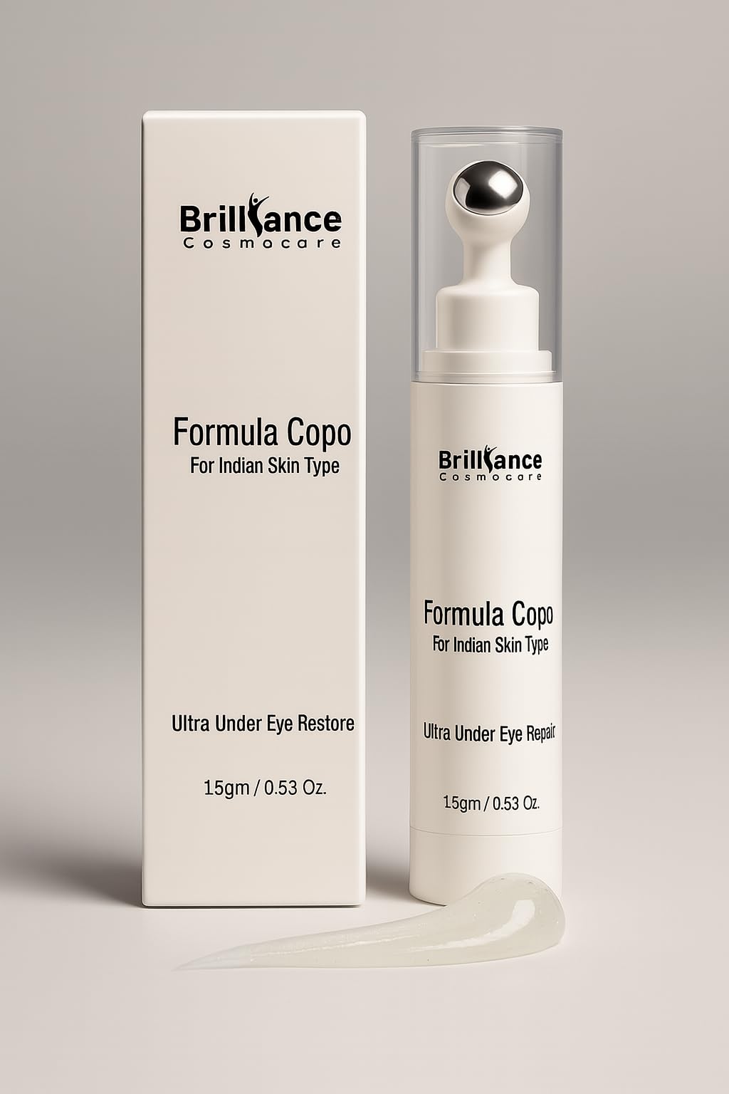 Brilliance Premium Under Eye Serum | Dermatologist Tested | Peptides, Shea Butter, Vitamin E & Copolymer | Reduces Dark Circles, Puffiness & Wrinkles | 15g