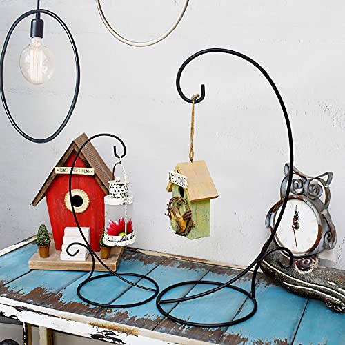 K Kilipes 2 Pack 18" H Ornament Display Stand, Black Iron Glass Ball Ornament Holder Stand For Hanging Plants, Hanging Terrarium Stand For Wedding Ornament Hanging Stand Rack Holder (2, L) #TOP5