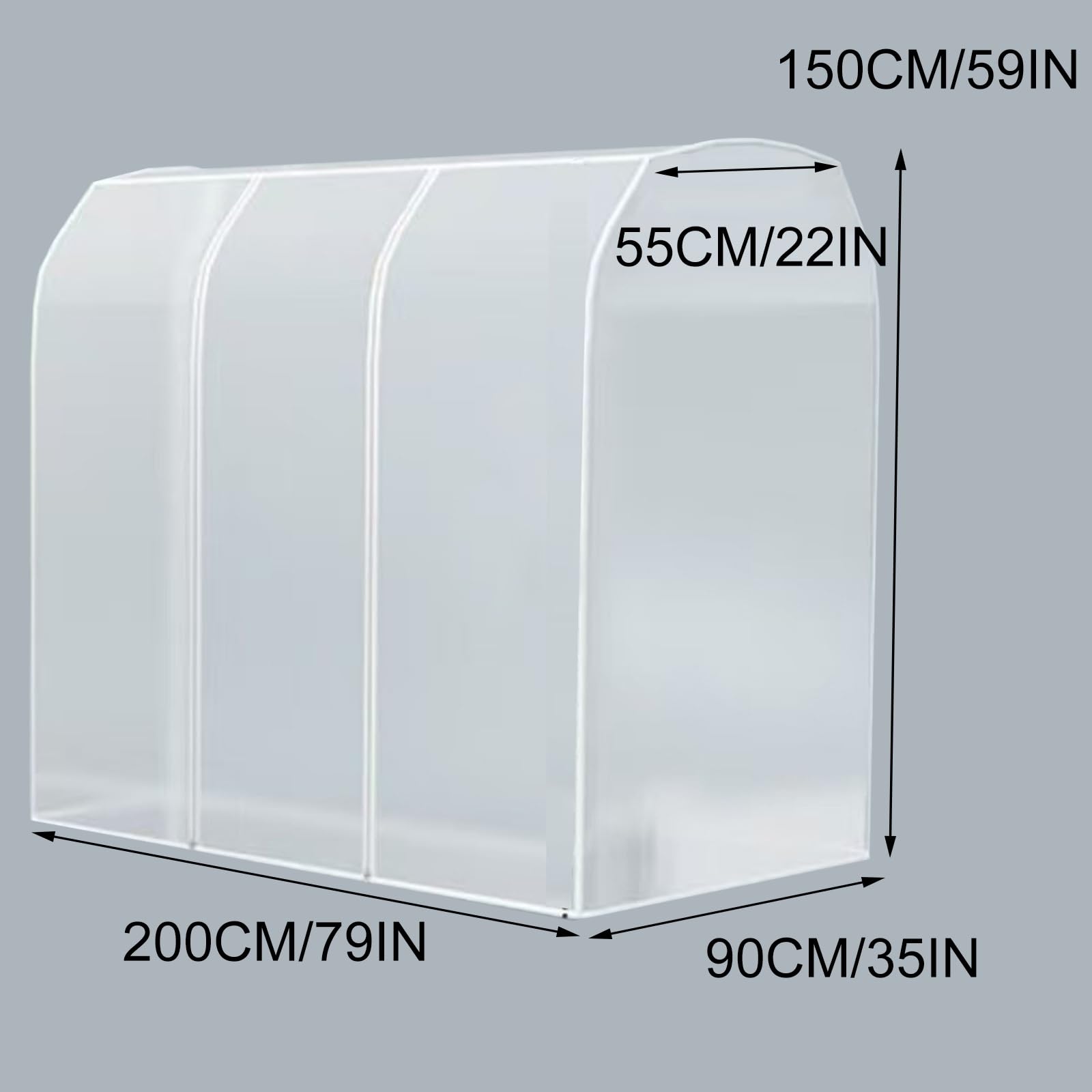 Funda para Ropa de 150 x 90 x 150 cm (59 x 35 x 59 Pulgadas) de Gran Capacidad Fabricada en PEVA Apta para Perchas de Doble Barra Color Blanco