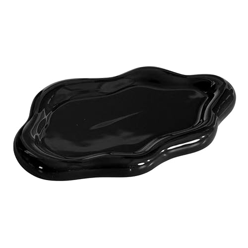 BIGPIPI Ceramic Jewelry Tray Dish for Ring Key Trinket, Cute Cloud Shape Decorative Jewelry Plate Holder for Women Gift (Black)