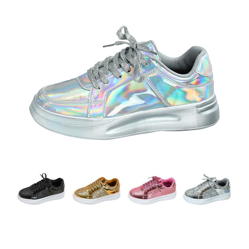 sneaker Clear damen, Glitzer Schuhe Silberne Golden Rutschfeste...