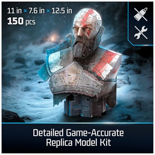 4D Build, God of War Kratos 3D Model Kit, PlayStation Game, Desk Décor, Adult Puzzles, Building Toys, 3D Puzzles for Adults & Teens, 150 Pieces, for Ages 12 & Up by 4D Build - Image 2