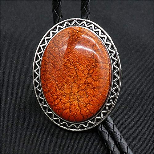 Image of Turquoise Agate Granite BOLO Tie for Men Women Leather Wedding Necklace Western Cowboy Necktie